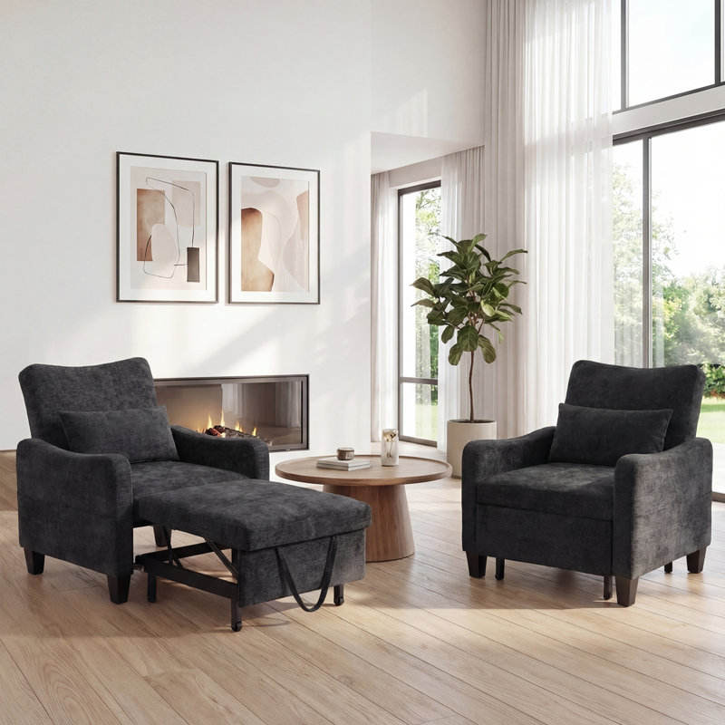 Fauteuil rembourré convertible, Noir