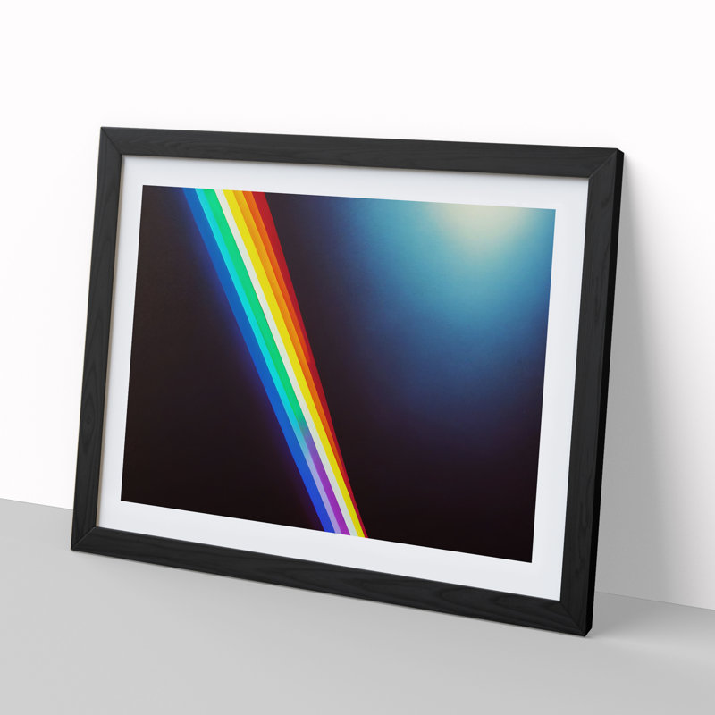XH1022-7314X Rainbow Bolt - Single Picture Frame Print, 46cm H x 64cm W x 2cm D, Black Framed