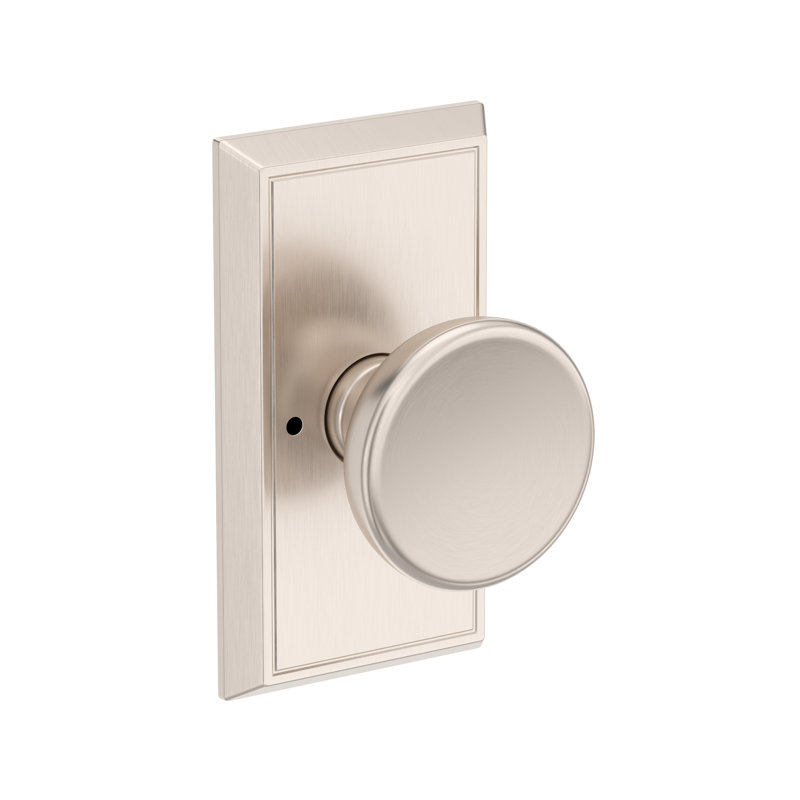 Solvang Privacy Knob with Chamfered 5in Rose in Lifetime (PVD) Polished Nickel, Satin Nickel