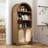 Kalaen 69" Arched Display Wood Cabinet Adjustable Shelves-1755243369