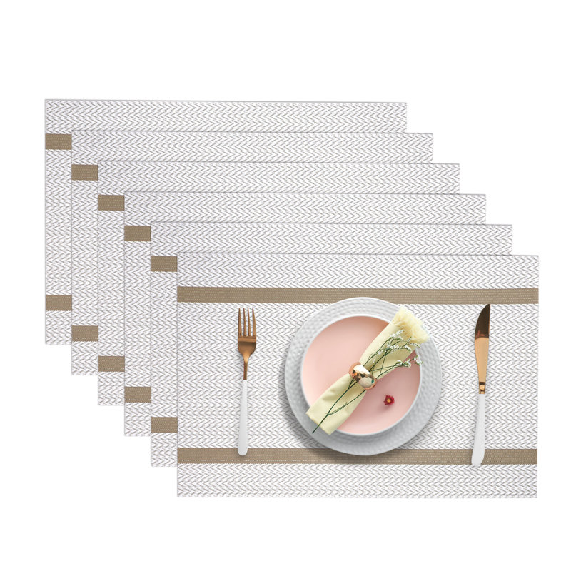 Vinyl Rectangle Placemat (Set of 6), Beige