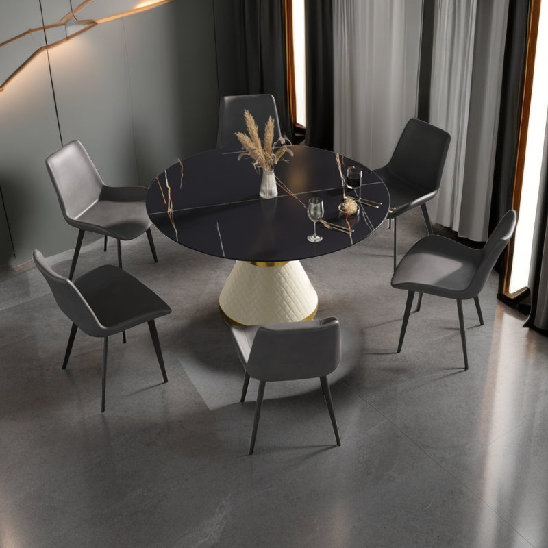 Table de salle à manger Modern, H 29,53 po x L 53 po x l 53 po, Noir