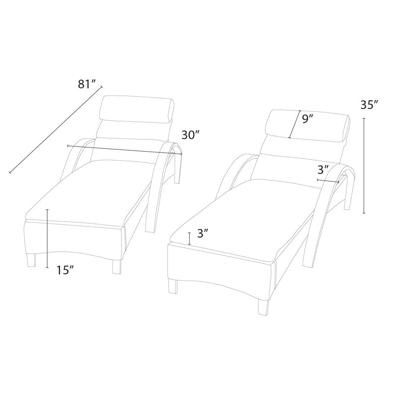 Barcelo Reclining Chaise Lounge with Cushion, Charcoal Grey Sunbrella®