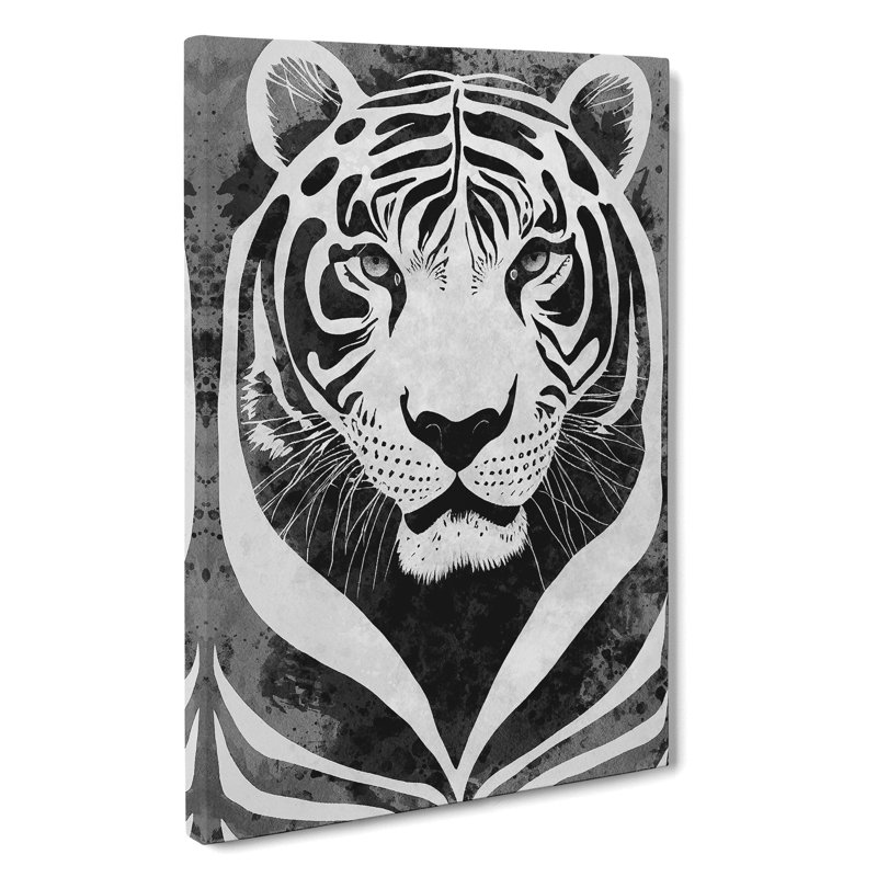 Monochrome Tiger No.4 - Wrapped Canvas, 50cm H x 35cm W x 3cm D