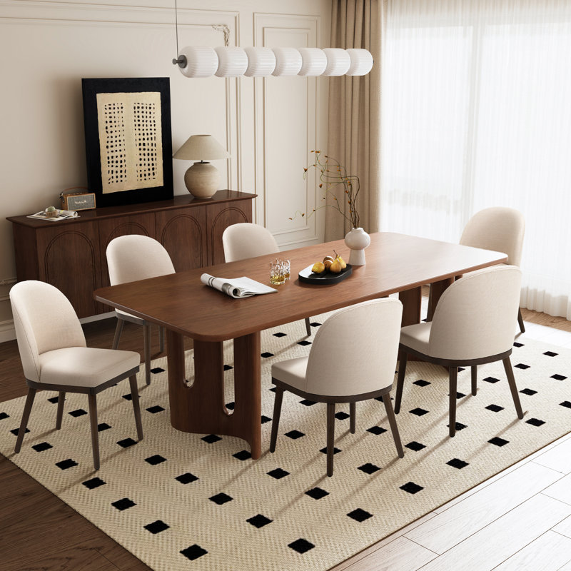 Upholstered Side Dining Chairs, 6, Beige