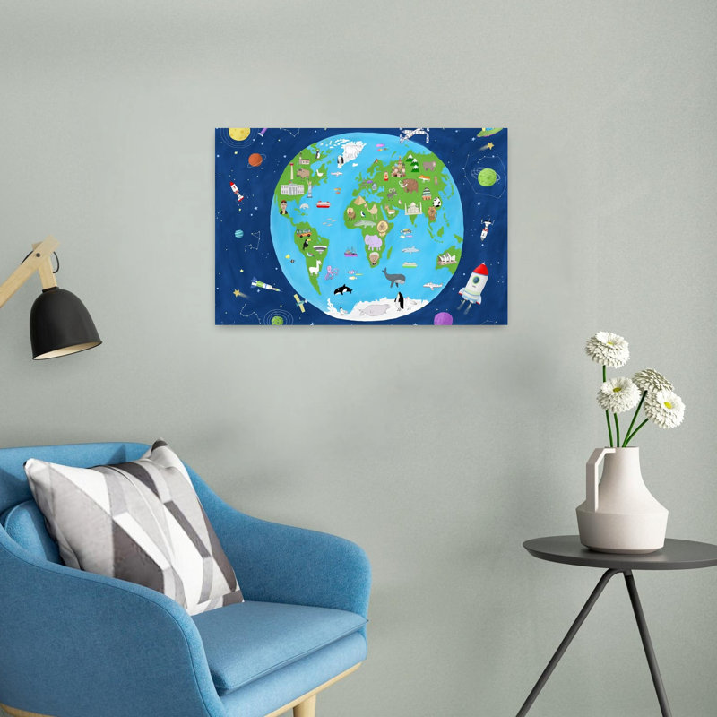 Exploration de la planète Terre, reproduction d'art animalier contemporain abstrait, H 16 po x l 24 po