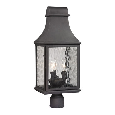 Lampadaire d'extérieur forgé 3 lumières de 23 po de hauteur Jefferson - gris anthracite