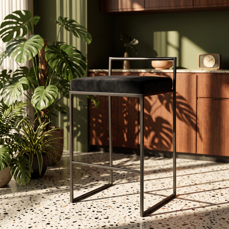 Tabouret de comptoir empilable en velours l 17,5 po x P 16 po x H 31 po Fuji (ensemble de 2)