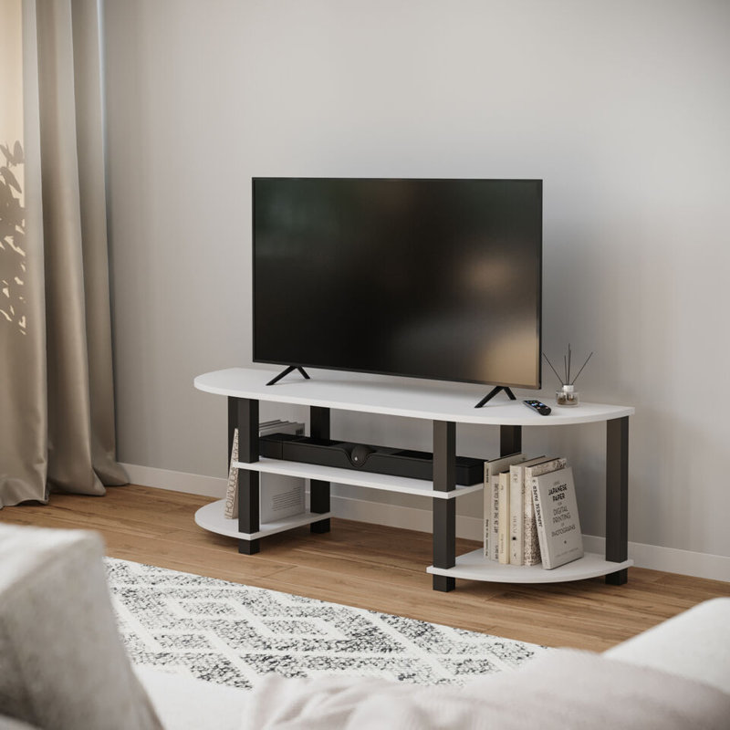 Sireli Unfinished TV Stand for TVs up to 55", White/Black