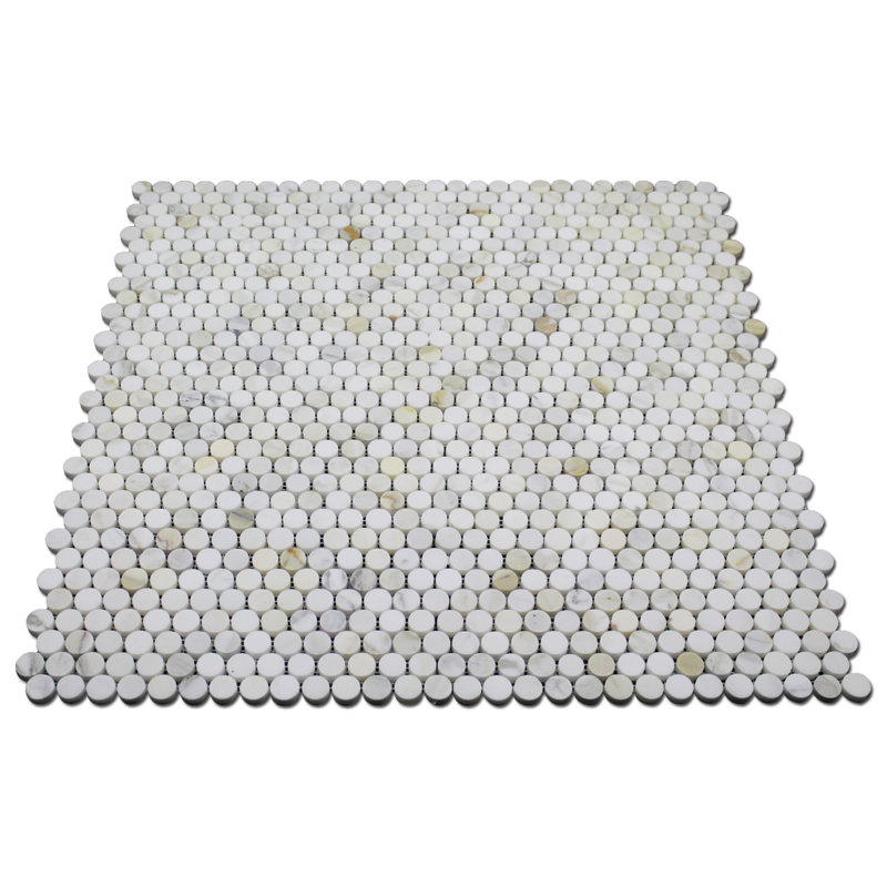 0.75" x 0.75" Marble Penny Round Mosaic Wall & Floor Tile, Calacatta