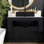 Meuble-lavabo et lavabo modernes peu encombrants, céramique noire mat durable