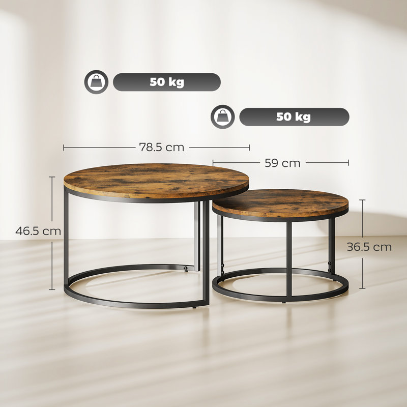2 Piece Coffee Table Set, Rustic Brown