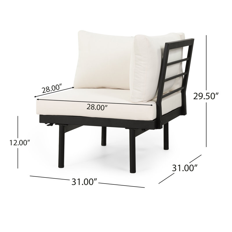 Ensemble de canapé modulaire d'extérieur 5 pièces avec coussins Theo, structure en bois d'acacia crème Theo