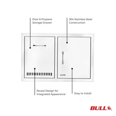 Bull Outdoor Products Stainless Steel Door and Propane Drawer Combo with Reveal Design