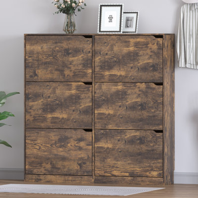 Armoire de rangement à six compartiments ultra-mince avec mécanisme anti-basculement