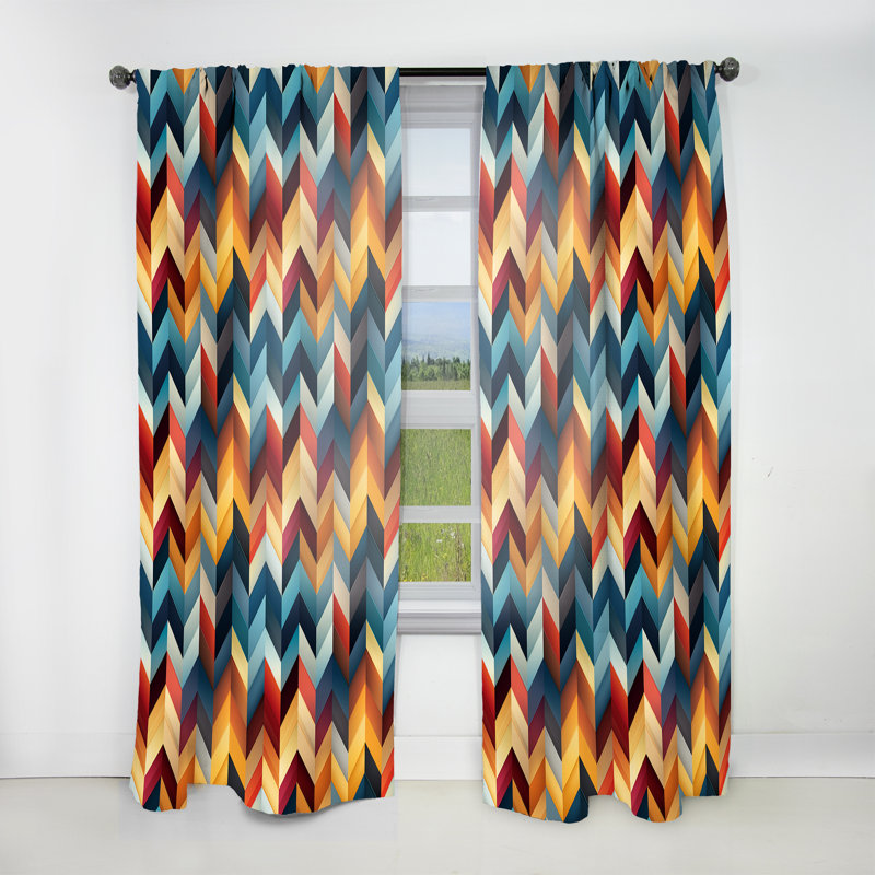 Motif à chevrons multicolores Urban Geometric - Rideau à chevrons - Rideau obscurcissant - 1 panneau, L 52 po x L 120 po