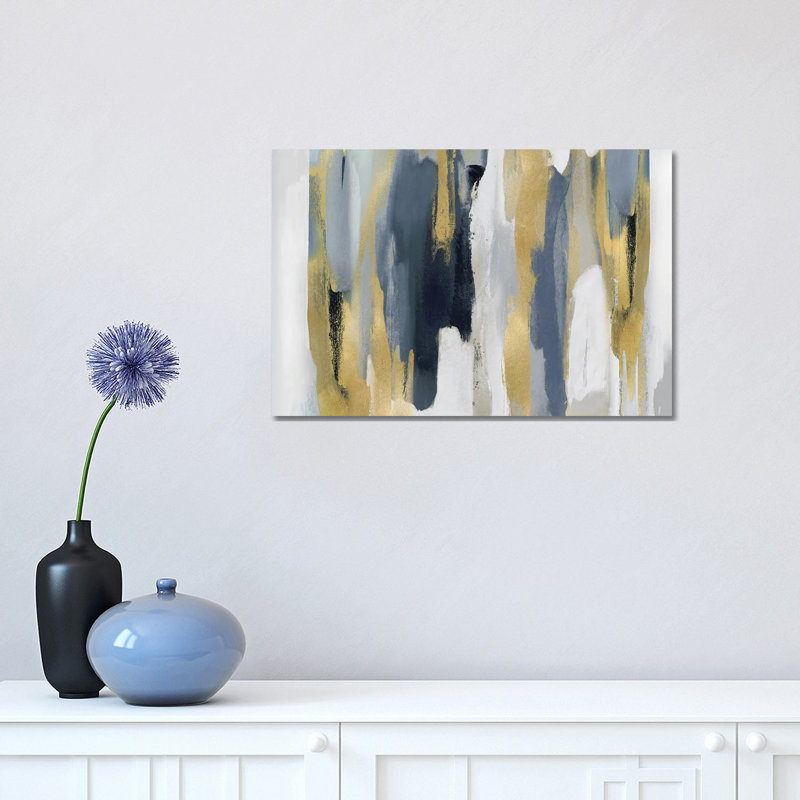 Echoes in Blue and Gold I 1 Piece Wrapped Canvas Wall Art, 30.48 cm H x 45.72 cm W
