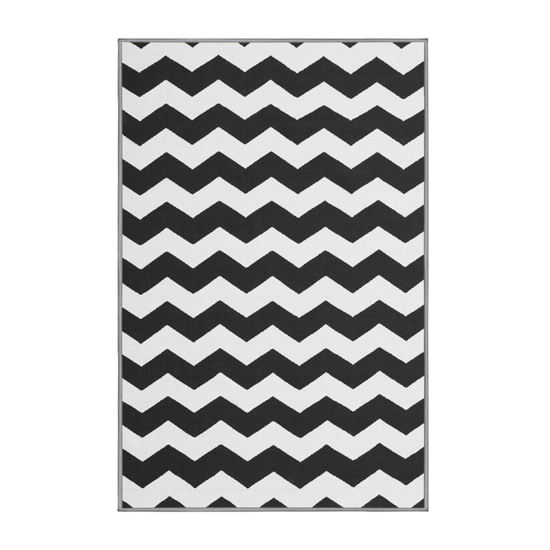 Tapis noir / blanc Adkins, Tapis de couloir 2 pi x 5 pi