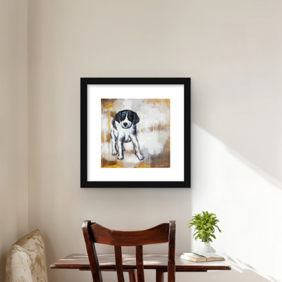 Curieux chiot - animaux bruns encadrés décor mat