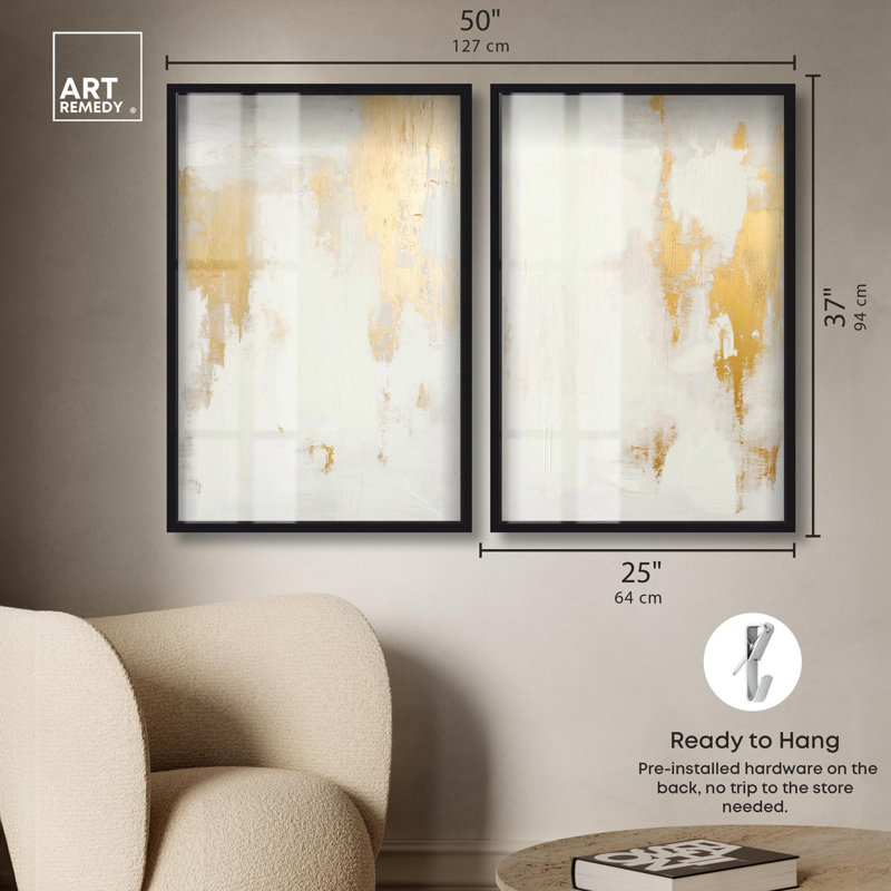 Tranquility pair Gold Art , H 37 po x l 25 po, Noir