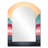 Bold Graphic Sunset In Teal and pink I - Geometric Asymmetrical Decorative Mirror, Pink Arch Wall Mirror, Printed Metal Art-527620800