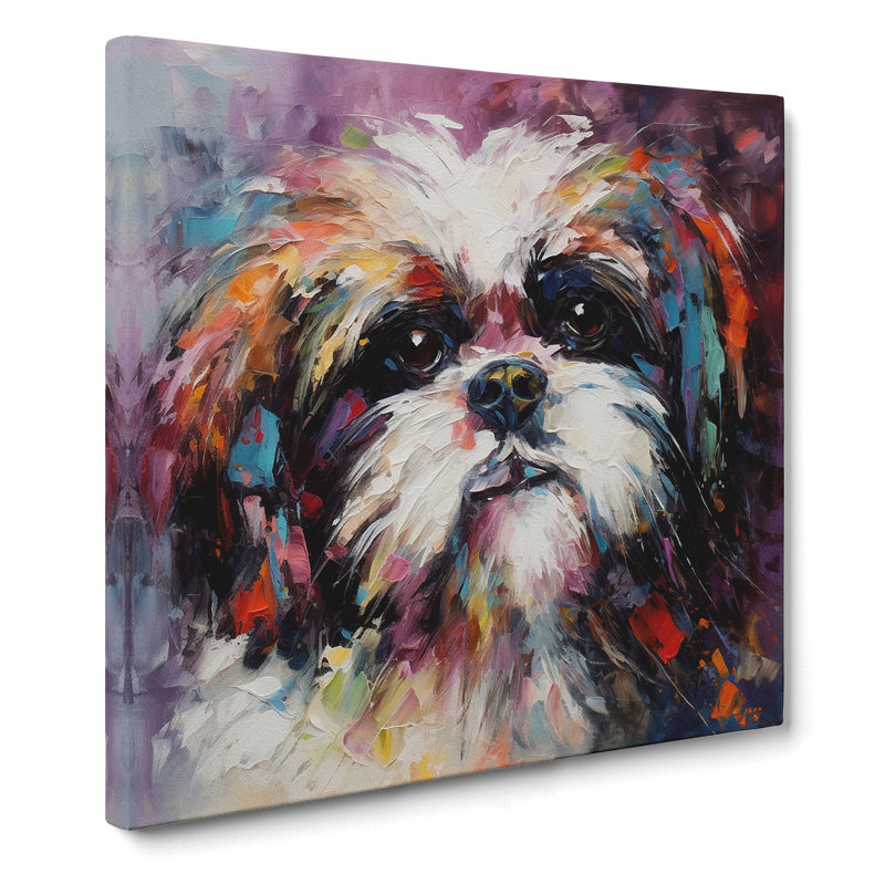 Shih Tzu Palette Knife Painting No.2 - Wrapped Canvas, 50cm H x 50cm W x 3cm D