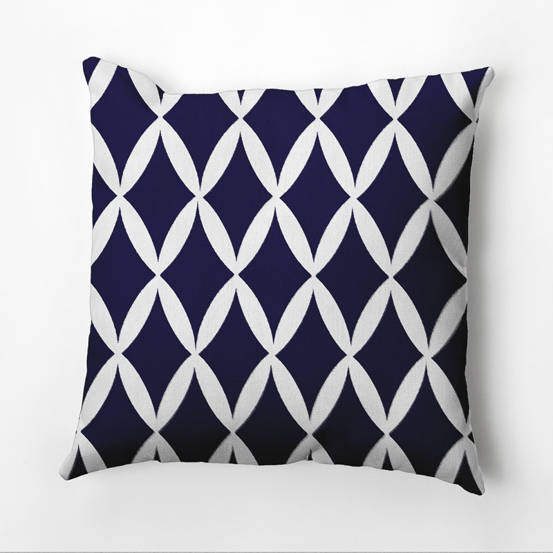Housse et insert de coussin géométrique carré, Bleu marine printanier, 18 po x 18 po