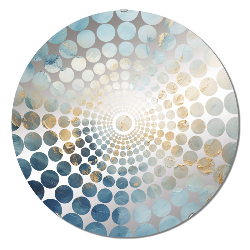 Miroir décoratif à cercles concentriques or et blanc, 31,4 po x 31,4 po