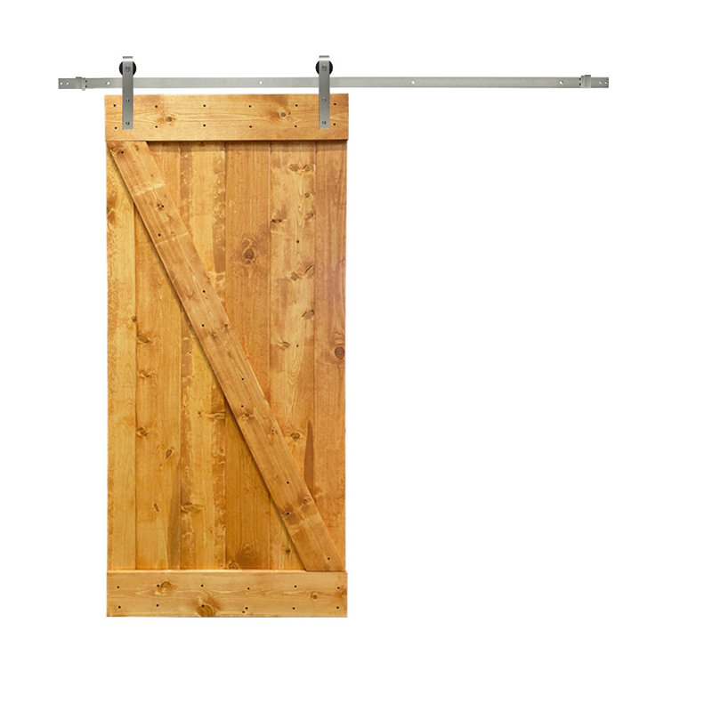 Porte de grange peinte en bois et métal à panneaux avec ensemble de quincaillerie d’installation, 24 po x 84 po