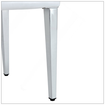 Ensemble de table et de chaises 64,5 x 35,4 pouces, table de salle à manger élégante en marbre blanc texturé, avec 4 chaises de salle à manger en polyuréthane blanc, pieds en métal argenté, simple et polyvalent, rembourrage en éponge à haute élasticité.