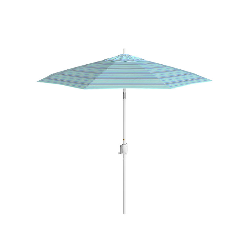 Parasol de marché 7,5', Sunbrella® Dolce à rayures oasis, Blanc, Sunbrella®