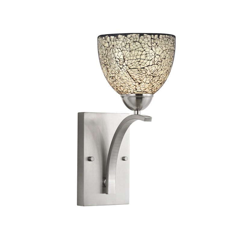 Gennadius Armed Sconce, Amber Mosaic Glass, Satin Nickel