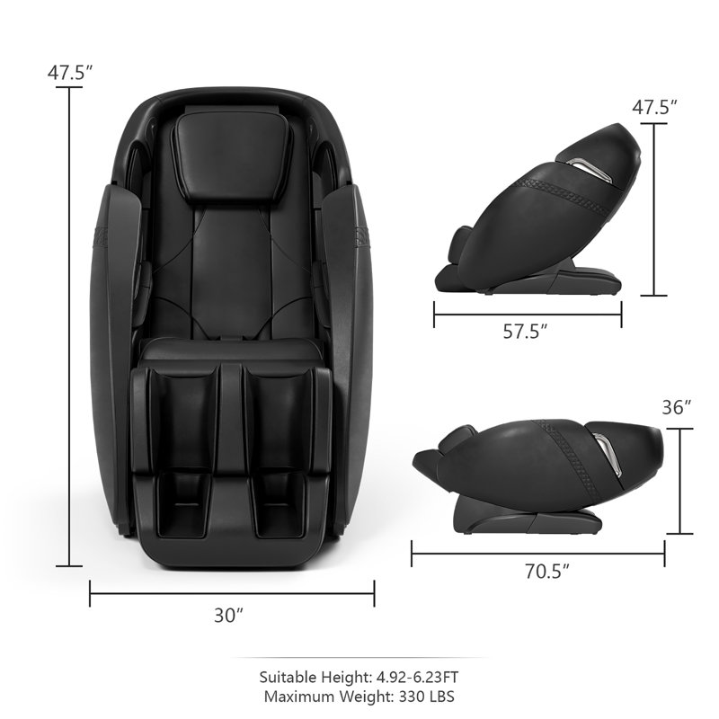 Fauteuil de massage inclinable électrique en similicuir, Similicuir noir