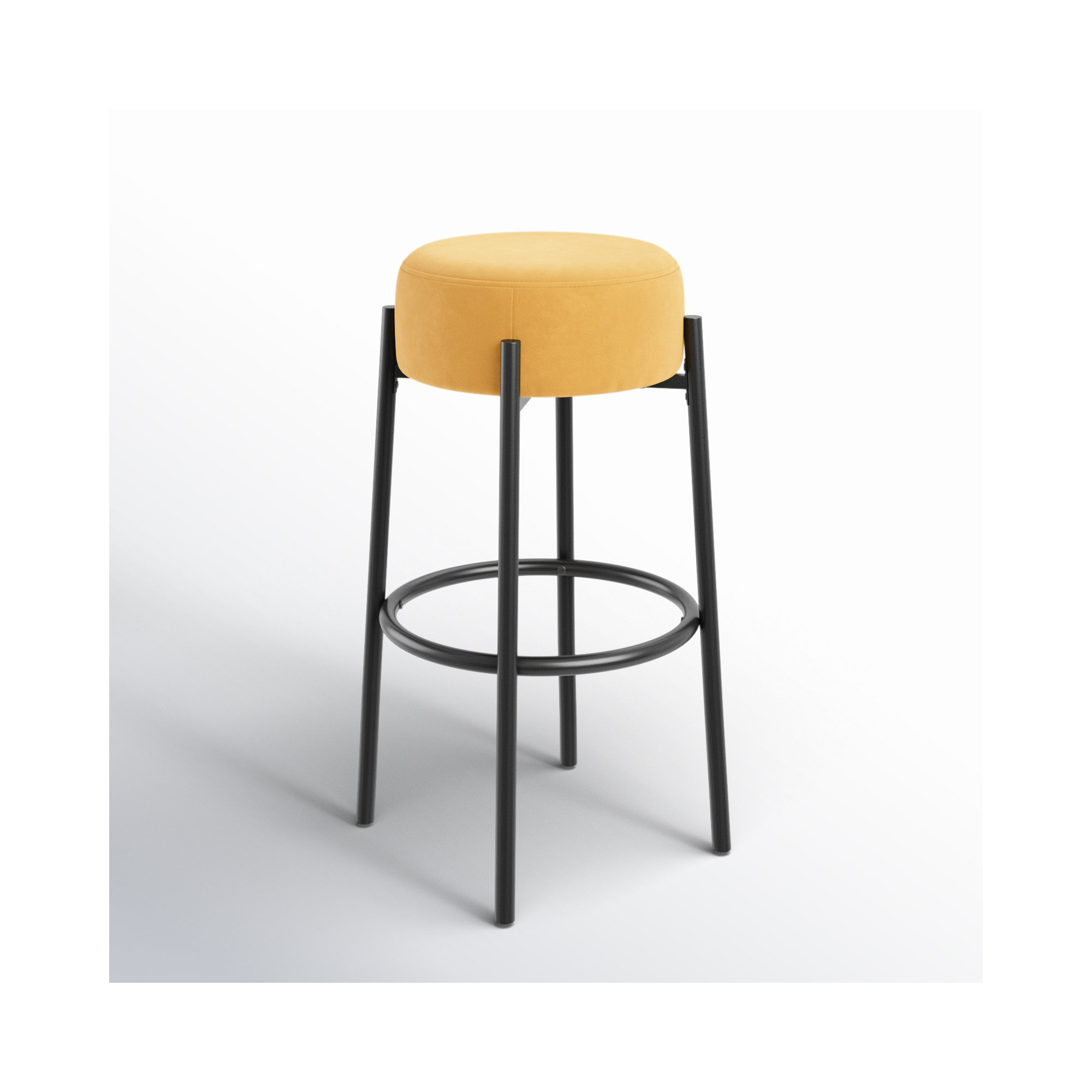 Colombe Metal Leg Bar & Stool, Bar Stool (30" Seat Height), Velvet-Mustard