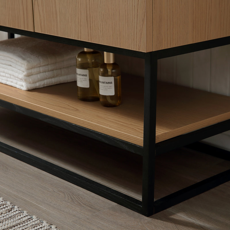 48" Free Standing Single Bathroom Vanity with Resin Top in Oak