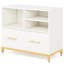 Grand classeur avec tringle réglable, 3 tablettes ouvertes et une tablette droite, idéale pour l'organisation de bureau, métal doré E1, profondeur de 35,87 pouces, largeur de 16,02 po, grand tiroir polyvalent de 30,67 po,