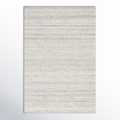 Gray Hand-Woven Striped Wool Rug