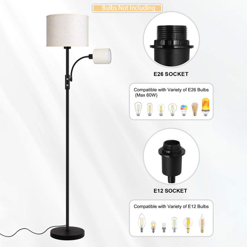 62" Tall Floor Lamp, Black
