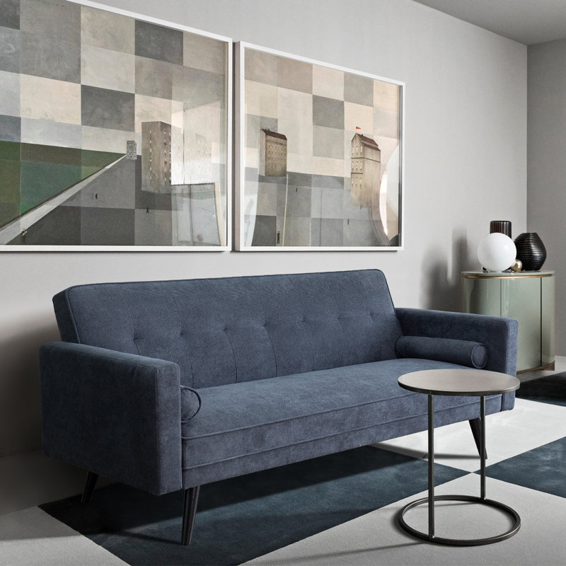 Shawnna Upholstered Sofa, Navy Blue Canvas