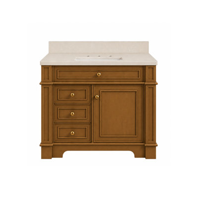 Comptoir de meuble-lavabo en noyer clair de 36 po x P 21 po avec plateau simple encastré Josano