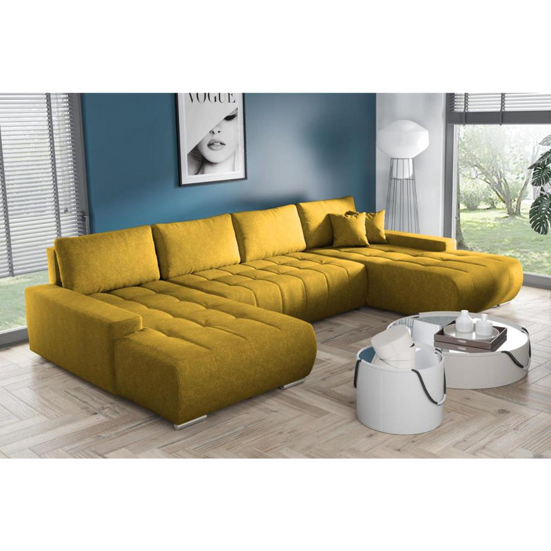 Haussman Corner Sofa Bed, Yellow