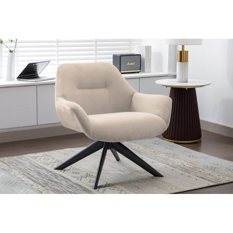 Adairsville Fabric Accent Chair with Steel Legs, Beige Polyester Blend