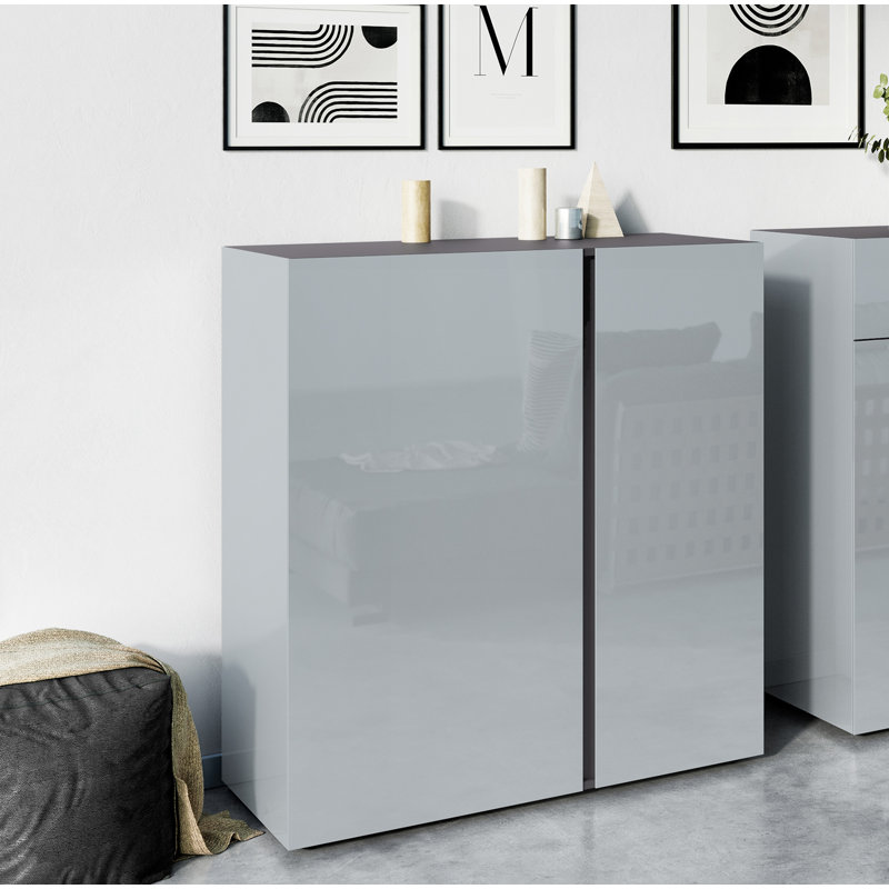 Burgett 94cm W Chest of Drawers, Graphite/Silver 