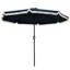 Dark Blue 9Ft Patio Umbrella, Tilt And Crank Controlled, Ruffled For Pool Deck Garden Outdoor Umbrella Blue, With Feature, Ideal Area