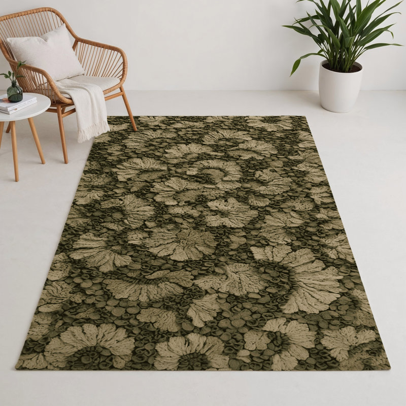 Tapis d'intérieur et d'extérieur brun Botanical, Rectangulaire 3 pi x 5 pi
