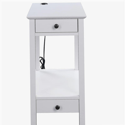 Table décorative blanche avec rangement USB