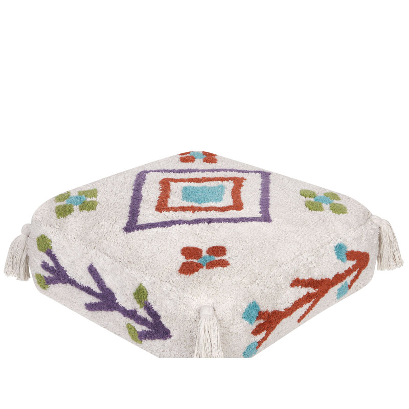 Deveraux Geometric White Square Floor Cushion Pad