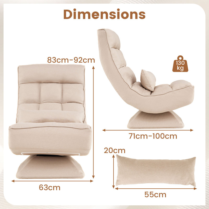 Upholstered Swivel Accent Chair, Beige
