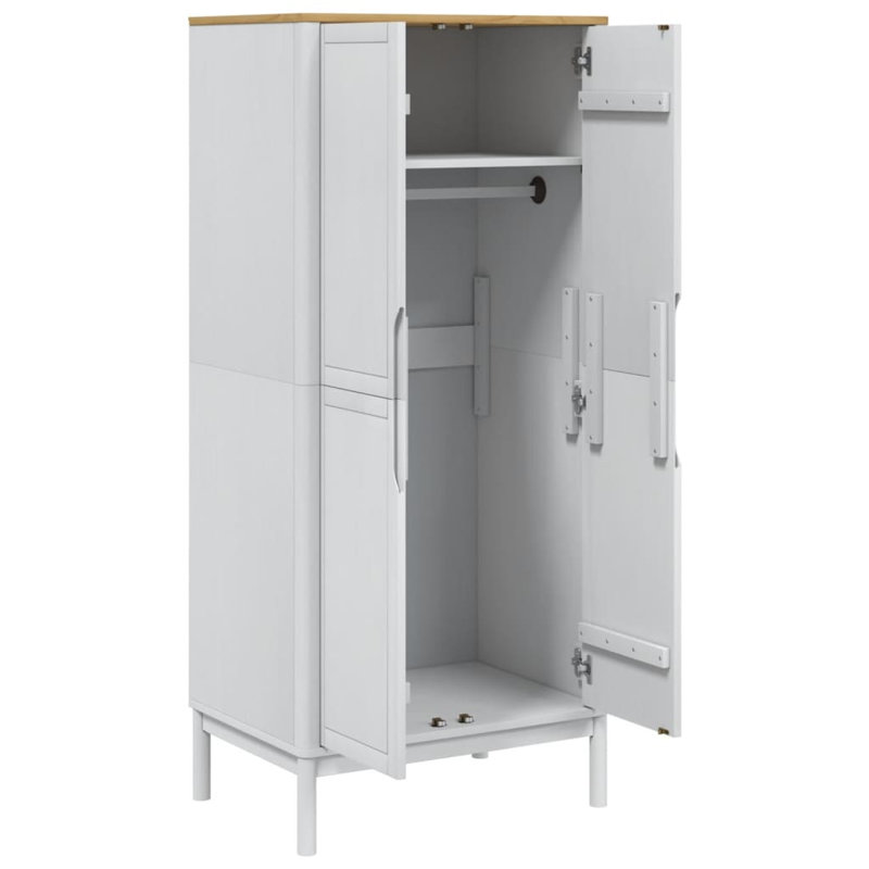 Pine Wood Wardrobe, White