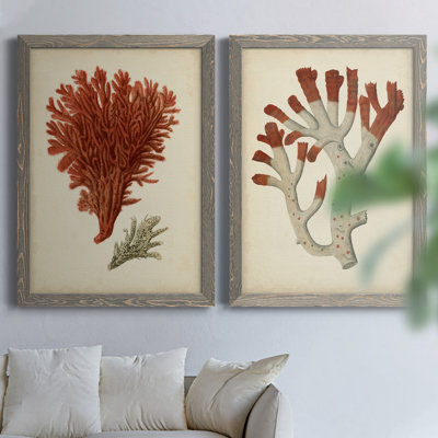 Toile encadrée antique rouge corail